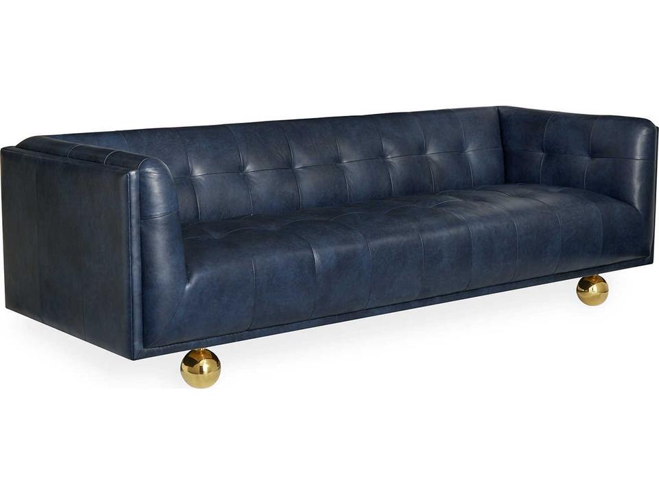 Claridge Brogue Navy Blue Leather Sofa