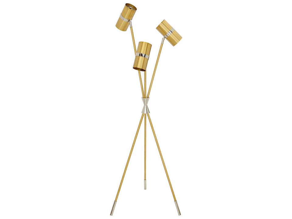 Caracas 2-Light Floor Lamp in Soft Brass and Polished Nickel with Marble Base
