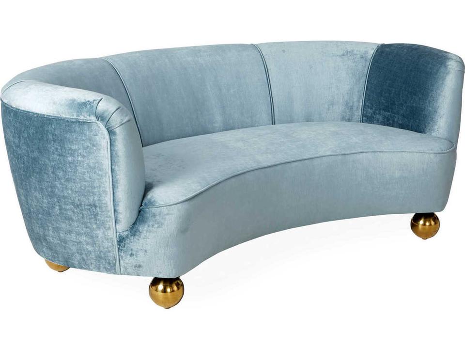 Parker Curved 2-Seat Sofa in Brussels Powder Blue Velvet