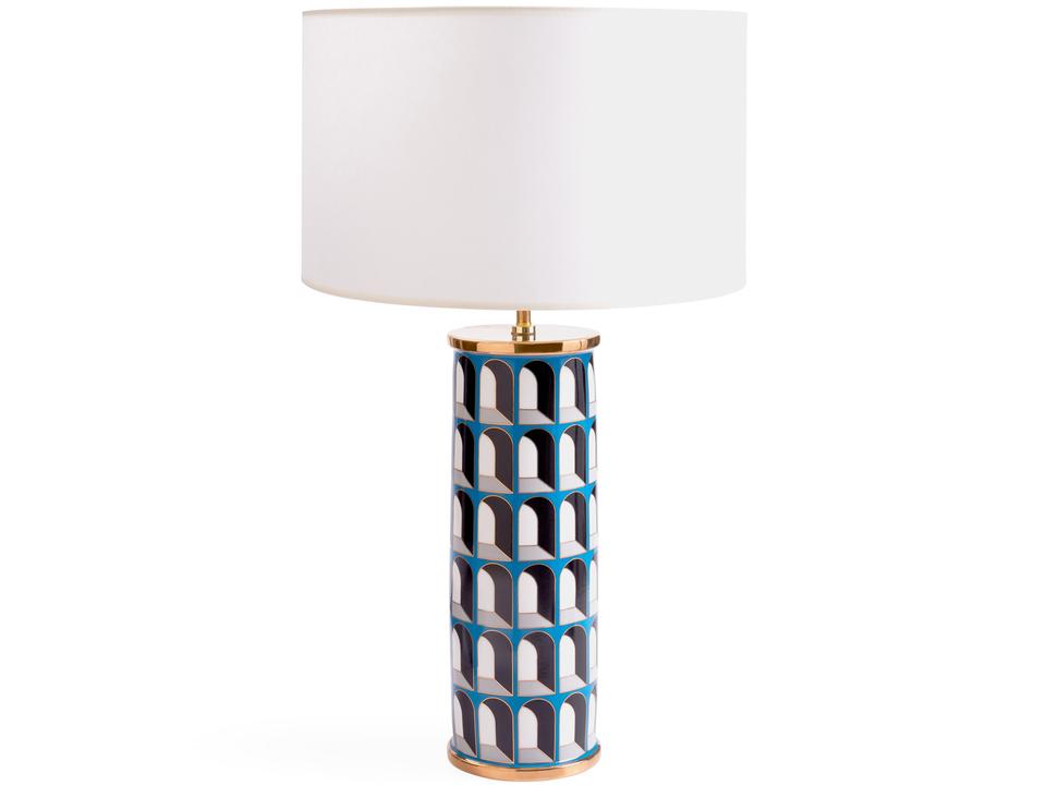 Arcade Gold Brass White Blue Buffet Lamp