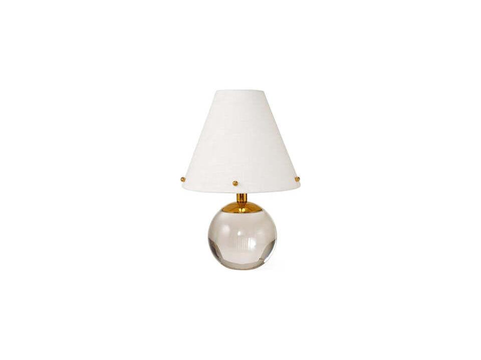 Belvedere Crystal Table Lamp with Brass Accents and Fabric Shade