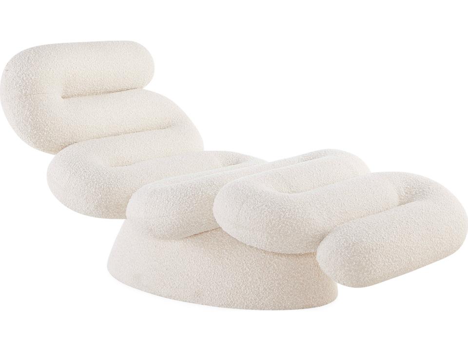 Serpentine Chaise in Olympus Oatmeal Bouclé Upholstery