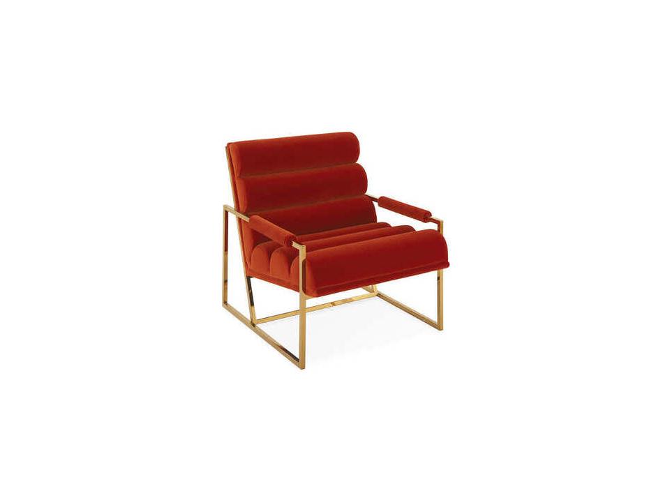 Channeled Orange Fabric Accent Chair