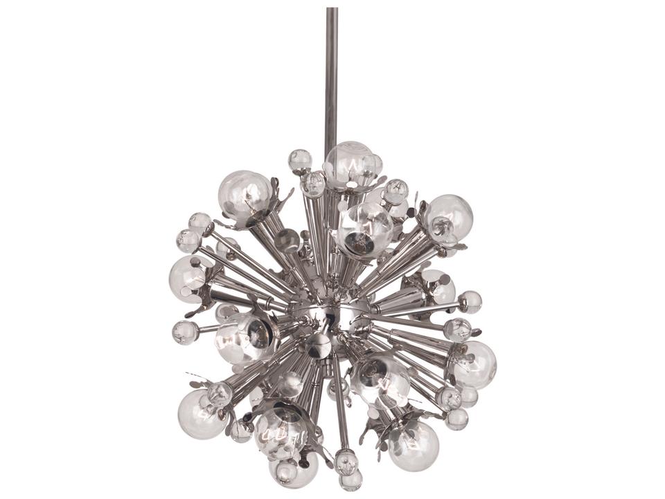 18-Light Sputnik Mini Chandelier in Polished Nickel with Crystal Accents