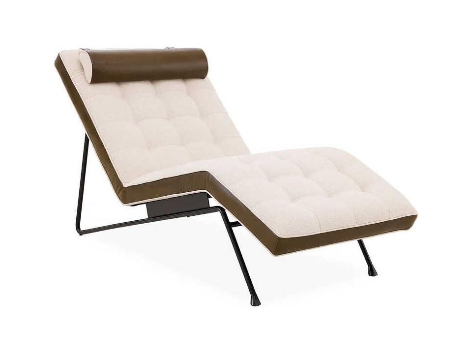 Belmondo Olive Green Oatmeal Beige Upholstered Chaise