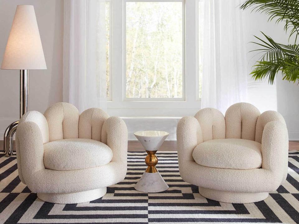 Serpentine White Chair and Side Table Set