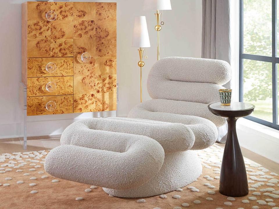 Serpentine White Chair and Side Table Set