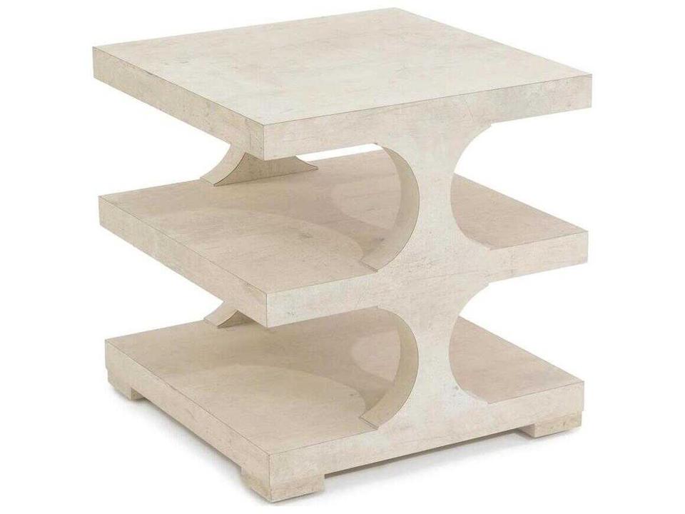 Loftus Square Wood Tiza Gesso End Table with Three Tiers