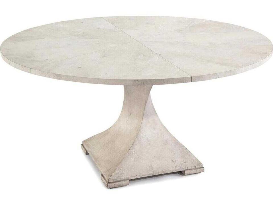 Lavertezzo Round Dining Table in Acacia Wood with Tiza Gesso Finish