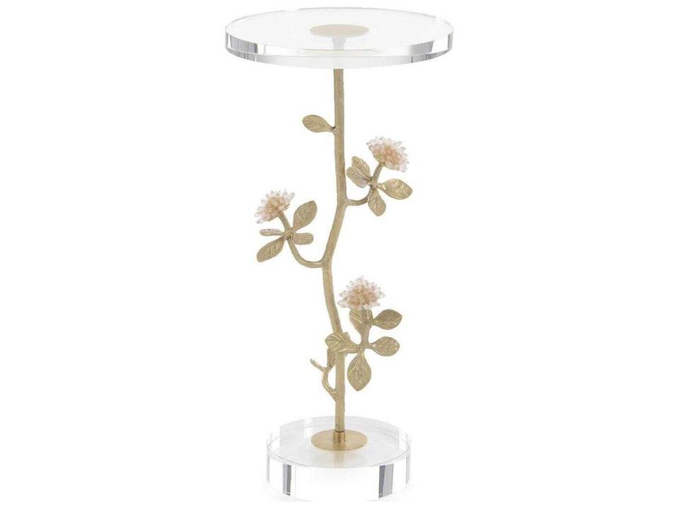 Quartz Crystal Martini Table with Antique Brass Finish
