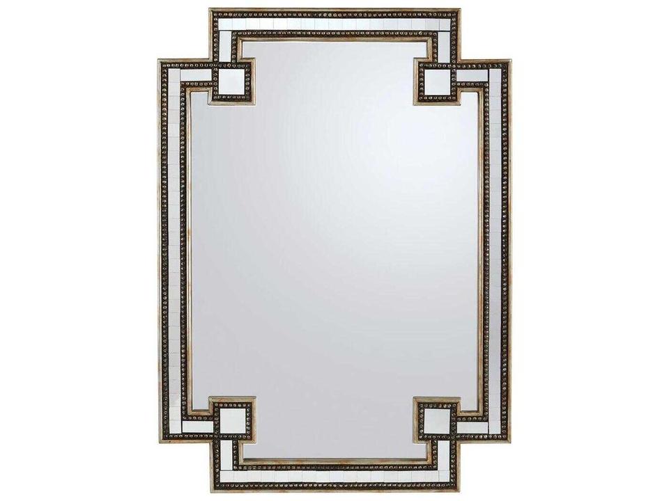 Omega Rectangular Mirror with Beaded Molding and Antique Gold Finish