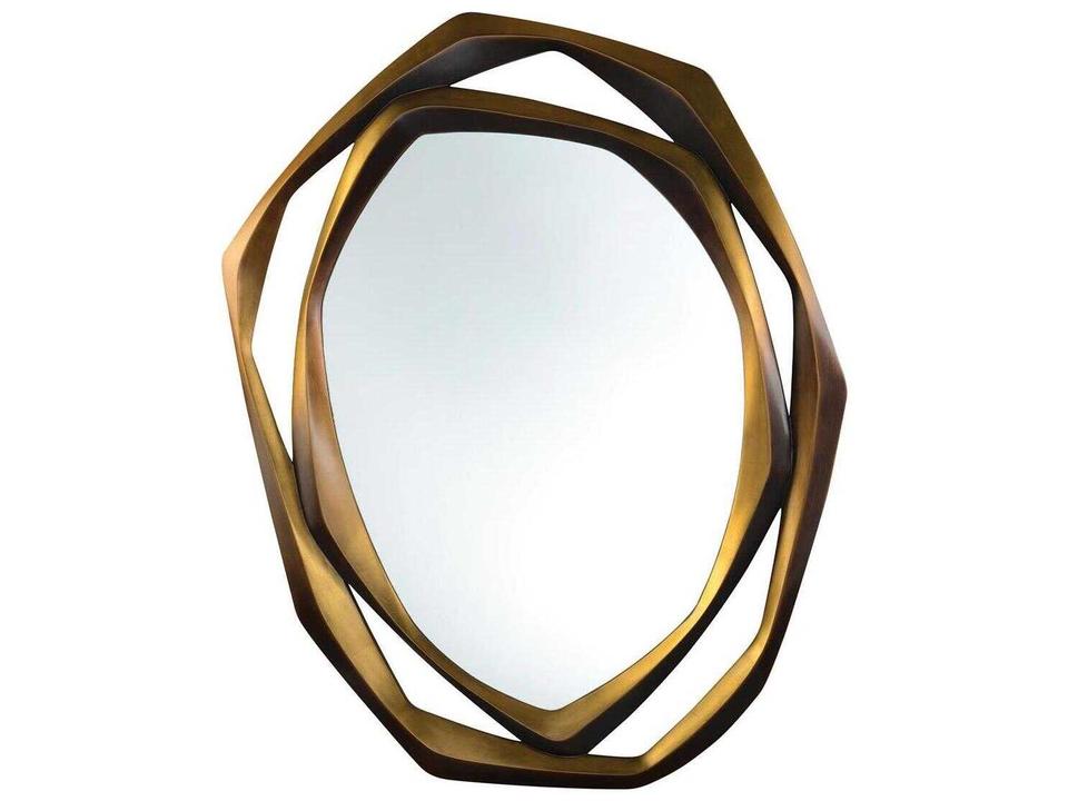 Havant Abstract Hand-Carved Wall Mirror in Dark Bronze and Gold