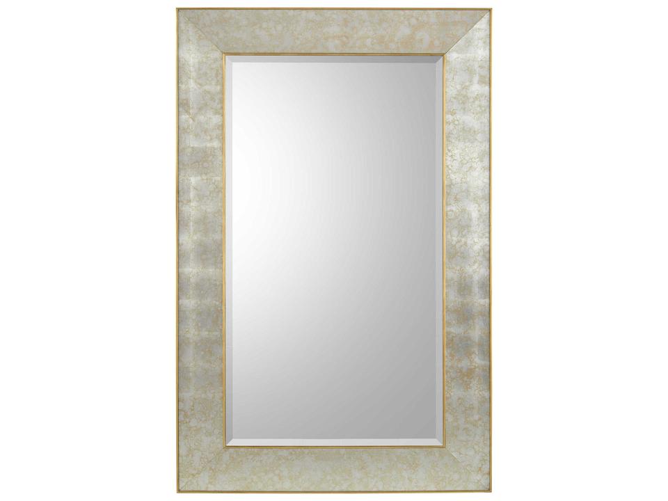Adelaide Antique Champagne Rectangular Wall Mirror with Gold Leaf Molding