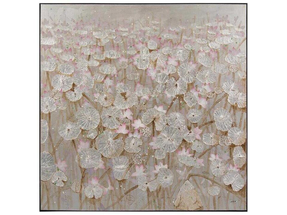 Teng Fei Silver Lily Pond Wall Art Original Canvas Painting