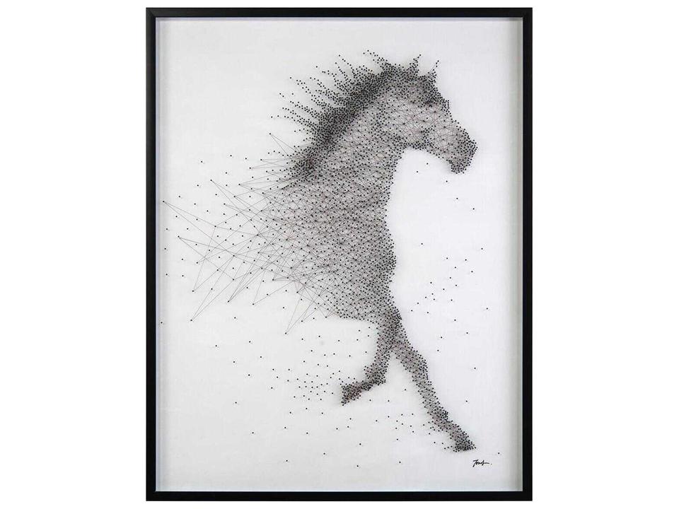 Tony Fey's Sprinting Stallion 3D Thread Wall Art with Black Molding
