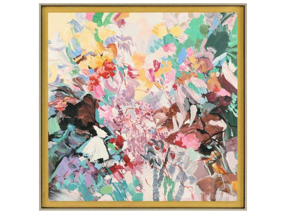 Teng Fei's Colorful Canopy Oil Painting Wall Art in Silver Frame