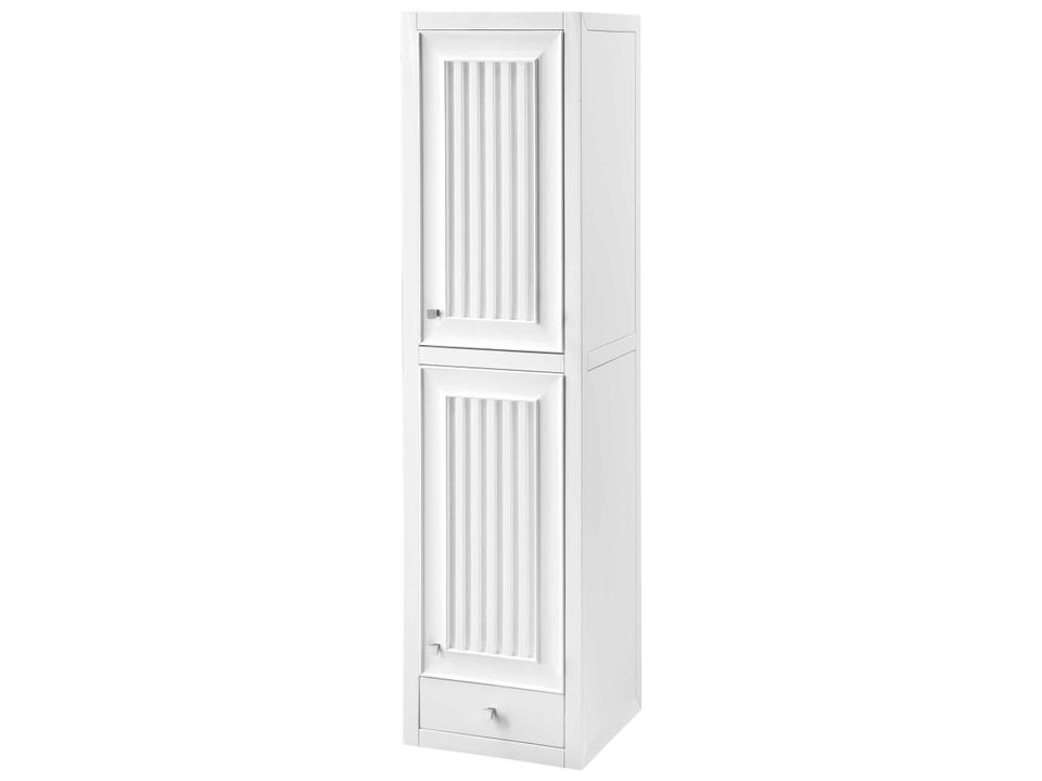 Athens White Poplar Wood Accent Chest in Glossy White