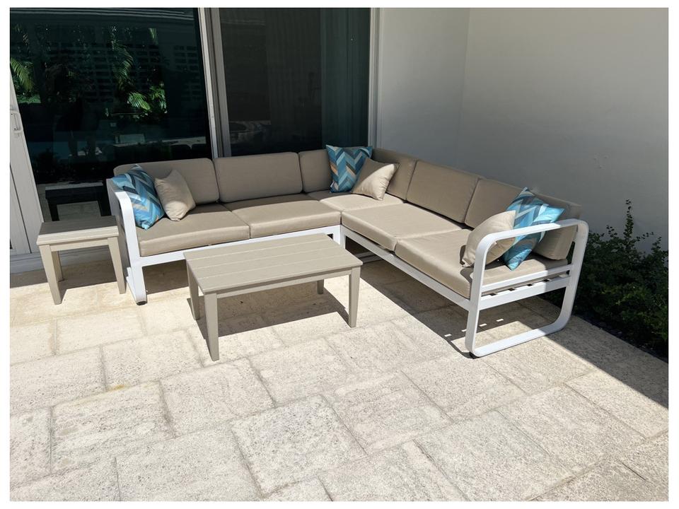 Bonaire Cushion Aluminum White Sectional Lounge Set
