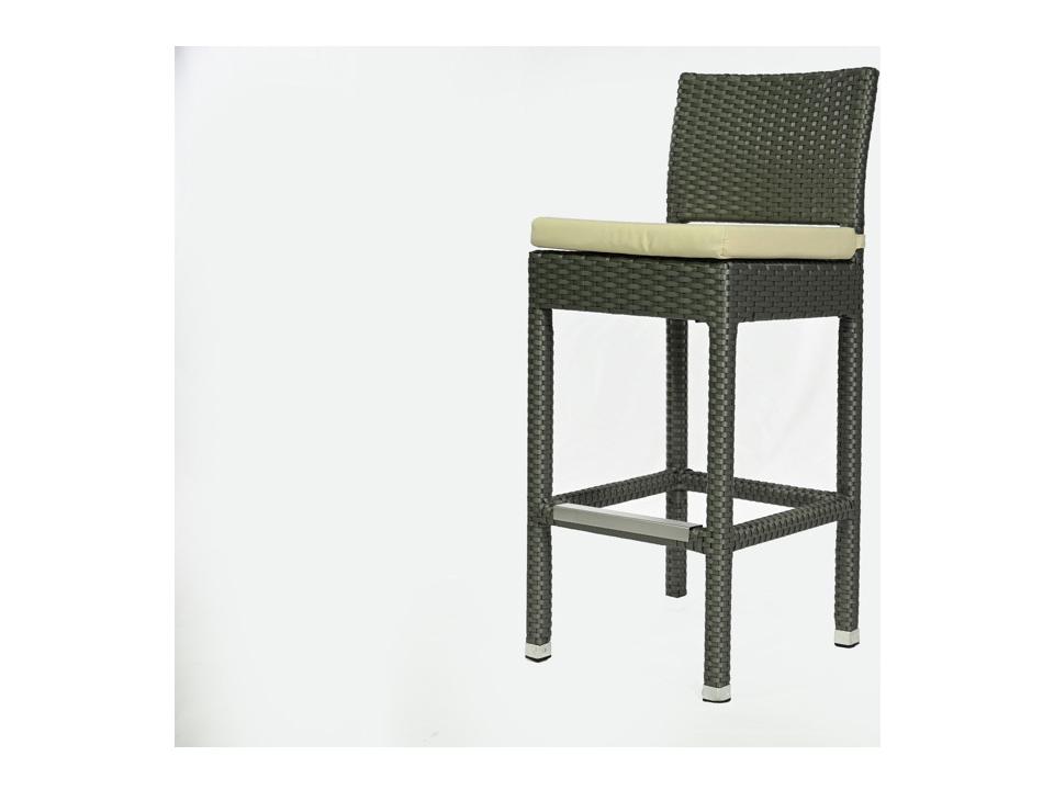 Venice Wicker Bar Stool with Cushion in Gray