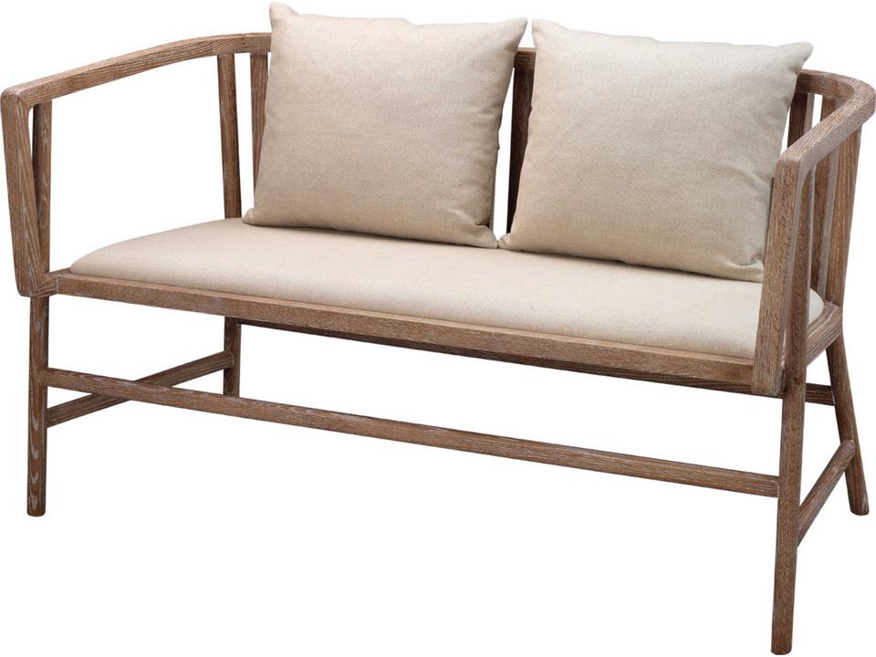 Grayson White Fabric Chair and a Half with Grey Washed Ash Wood