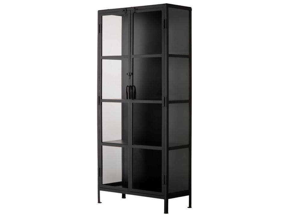 Union Tall Curio Cabinet Black Iron and Glass