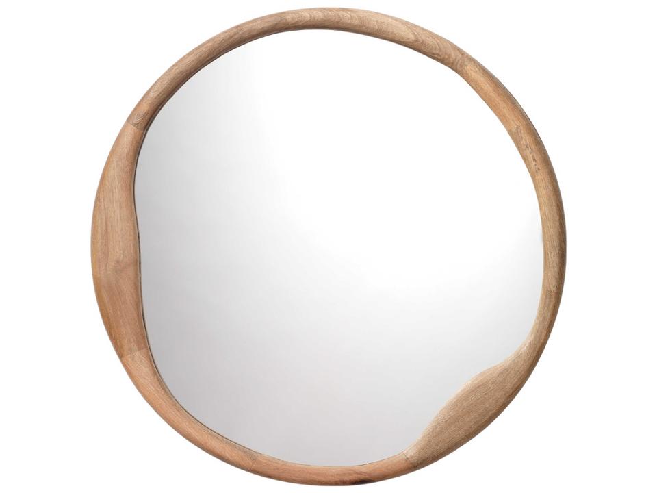 Organic Mango Wood Round Wall Mirror Natural Finish