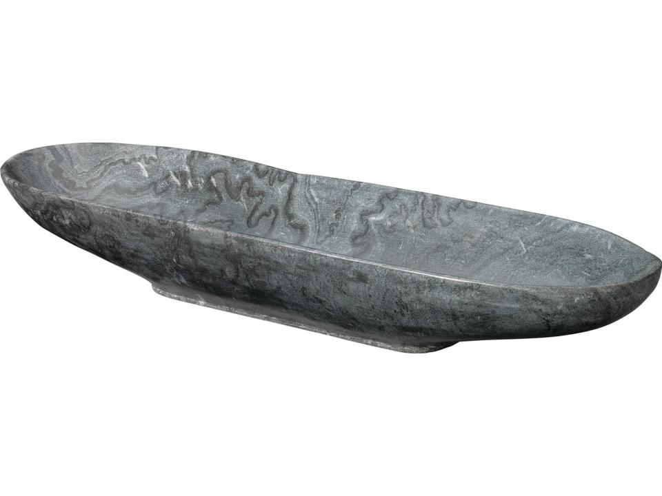Marble Long Oval Decorative Bowl in Grey