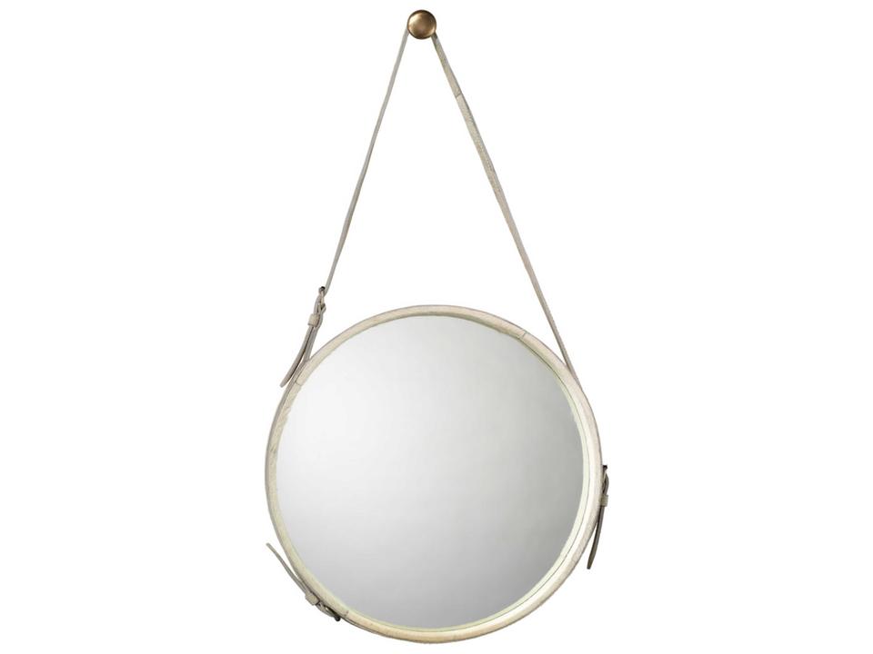 Round Large Brown Leather Mirror