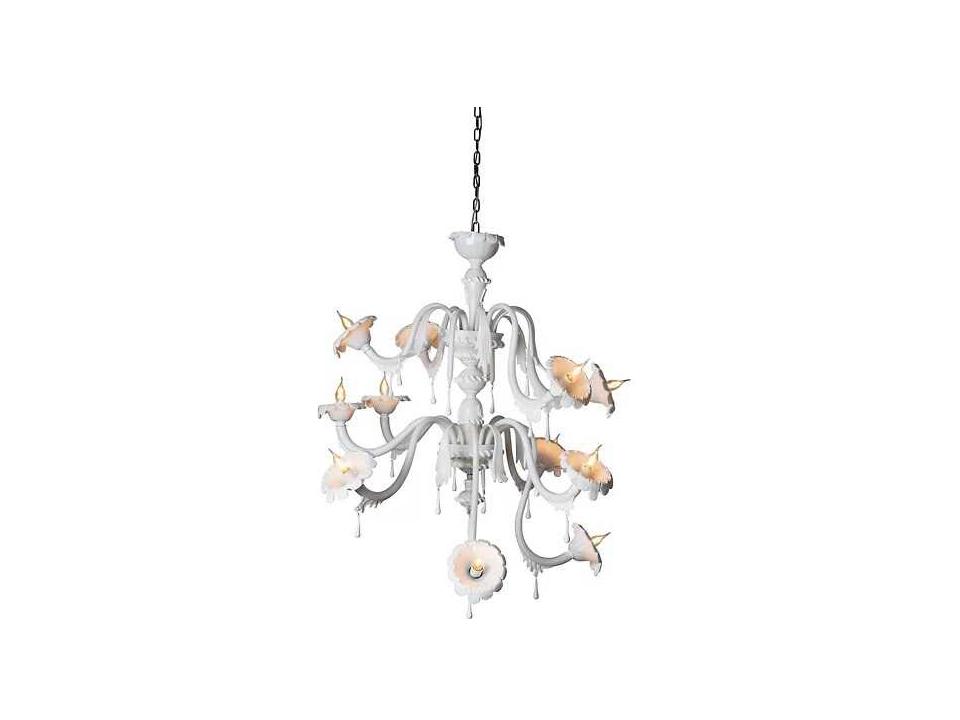 Au-revoir 11-Light White Opalinen Chandelier