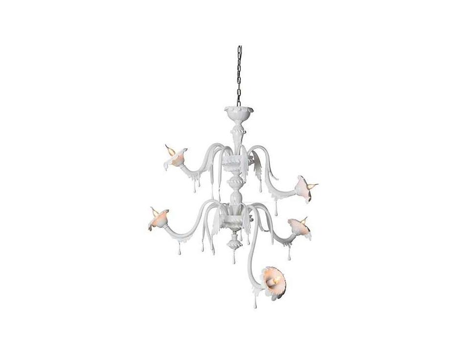 Au-revoir 5-Light White Opalinen Chandelier