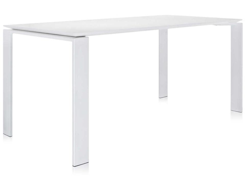 Four Steel White Rectangular Dining Table