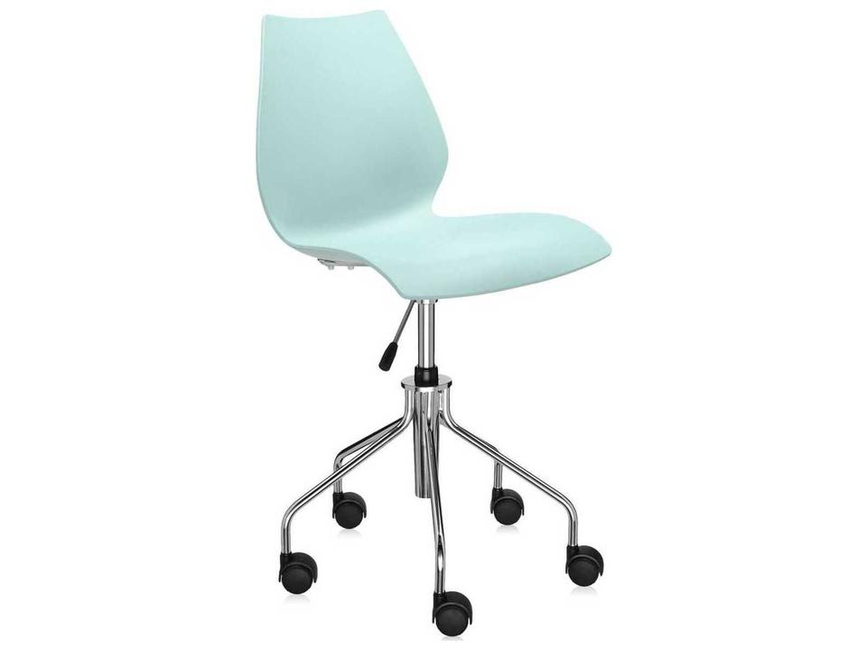 Maui Silver Adjustable Armless Office Chair with Casters