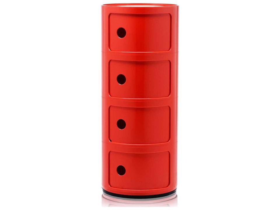 Componibili 4-Element Round Storage Unit in Red ABS Plastic