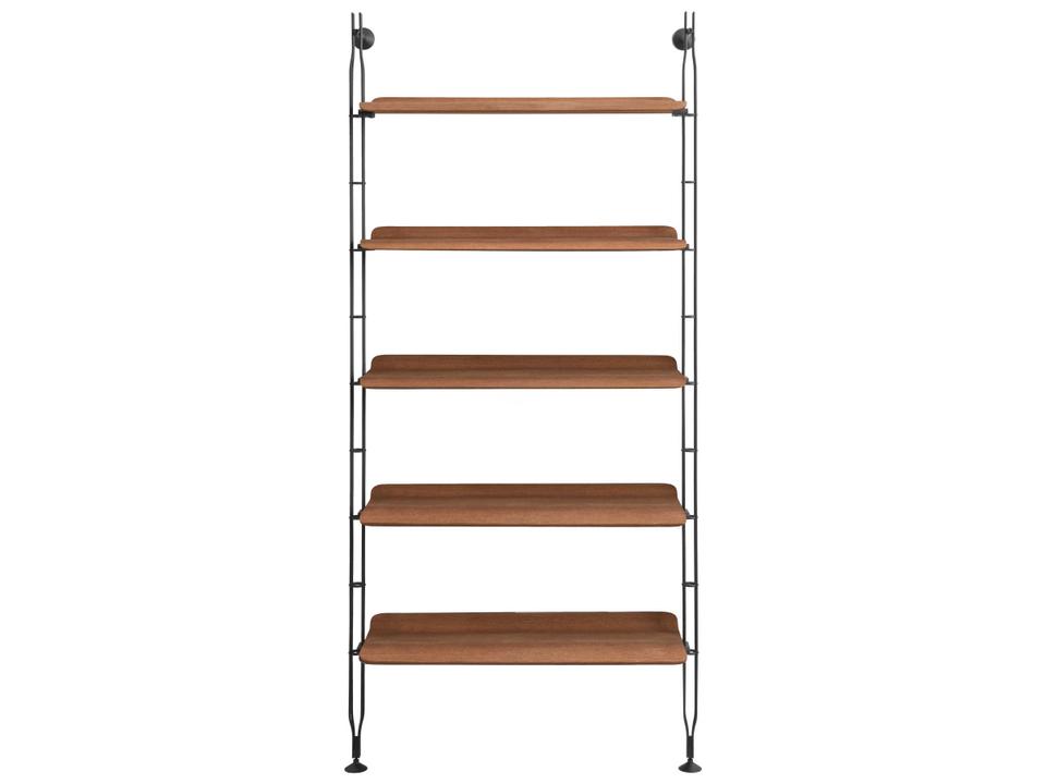 Adam Wood 5-Shelf Bookcase in Dark Wood and Black