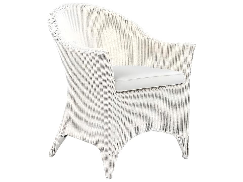 Cape Cod All-Weather Wicker Outdoor Dining Armchair in White