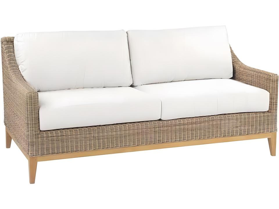 Frances 3-Seat Outdoor Sofa with All-Weather Wicker and Teak Base
