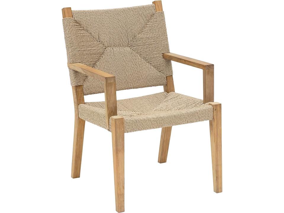 Hadley Teak Wicker Dining Arm Chair