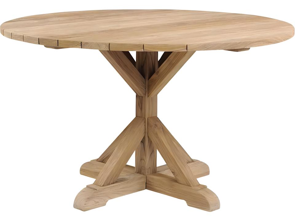 Provence 50 Inch Round Dining Table Distressed Teak
