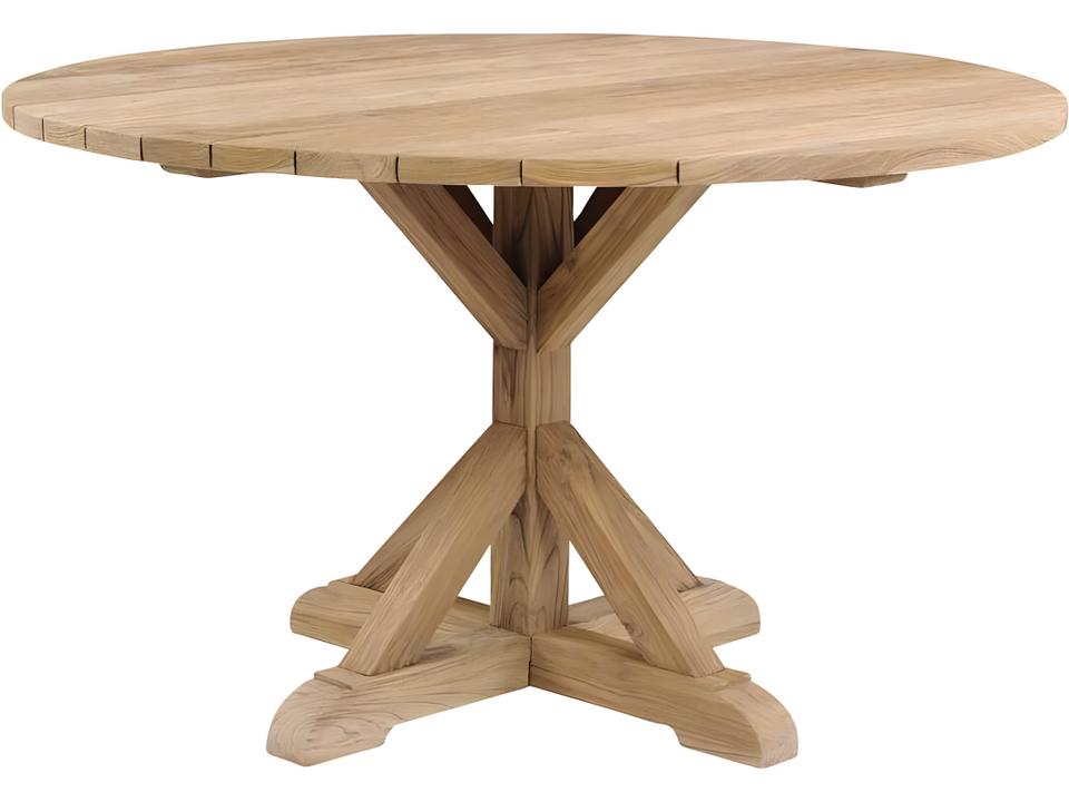Provence 59 Inch Round Dining Table Rustic Teak