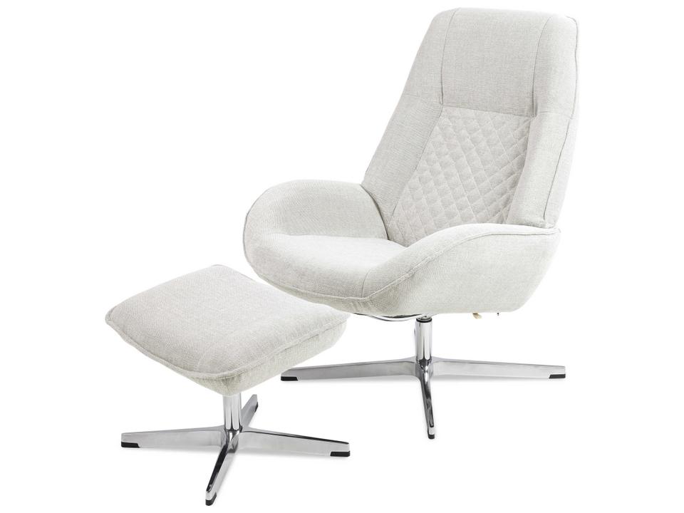 Bordeaux Swivel Accent Chair with Footrest in Yeti Sand Fabric