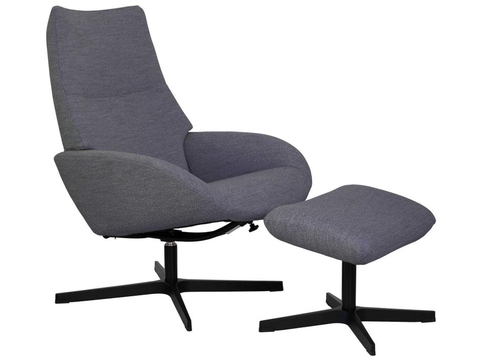 Lotus Alpine Grey Fabric Swivel Recliner Chair with Footrest