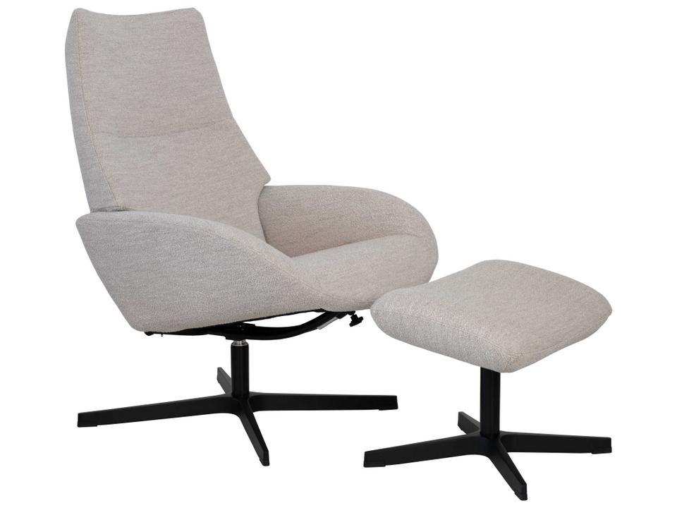 Lotus Alpine Natural Fabric Swivel Recliner Accent Chair with Footrest
