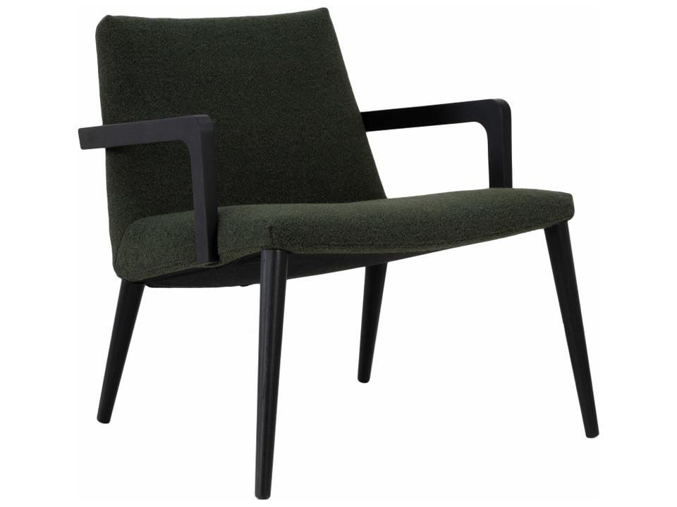 Nordic Plus Accent Chair with Wood Arms and Forest Fabric Upholstery