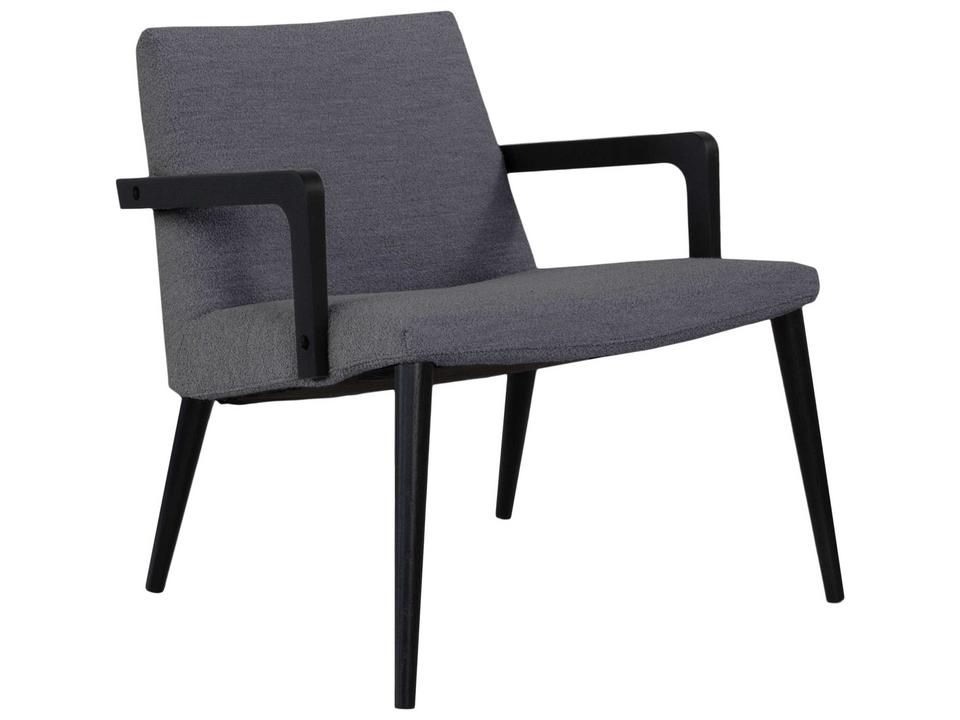 Nordic Plus Upholstered Accent Chair in Grey with Wooden Arms