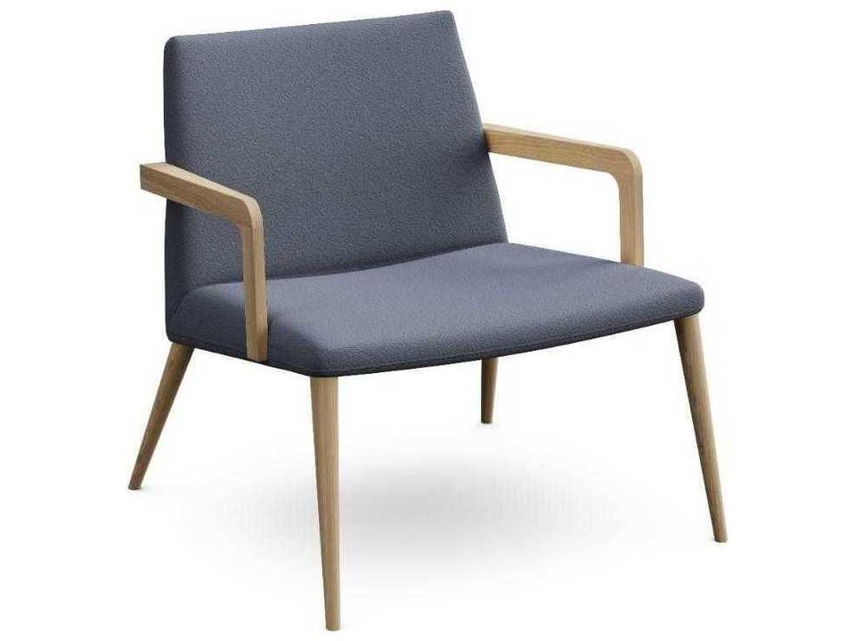 Nordic Plus Alpine Wave Grey Upholstered Accent Chair with Wood Arms