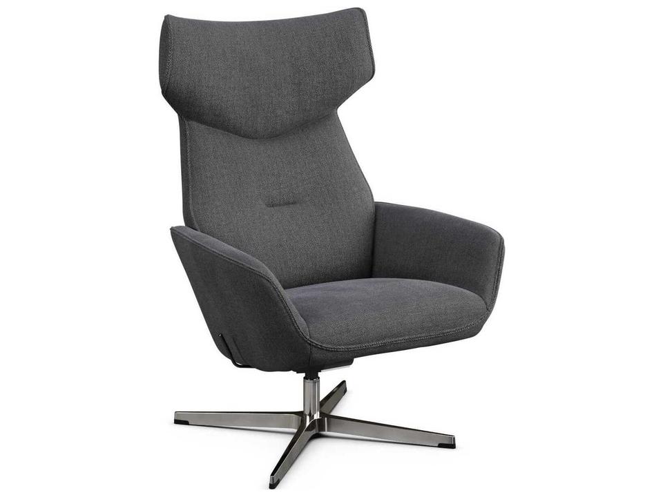 Palma Yeti Dark Grey Swivel Recliner Accent Chair with Footrest