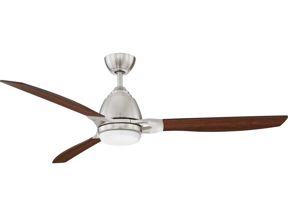 Lighting Eris 52-Inch 3-Blade LED Indoor Ceiling Fan in Satin Nickel with Walnut Blades