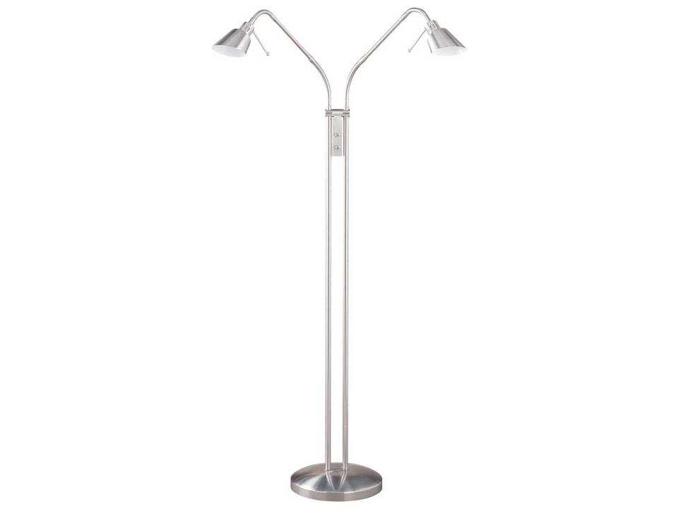 OSLO TWINS 2-Light Floor Lamp in Satin Nickel with Adjustable Arms