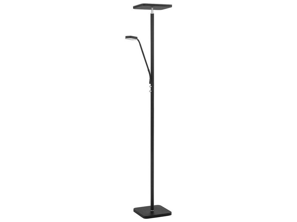 Lighting Ella LED Torchiere Floor Lamp with Reading Light Black and Satin Nickel