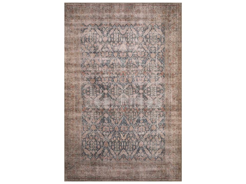 London Floral Area Rug Machine Washable in Blue